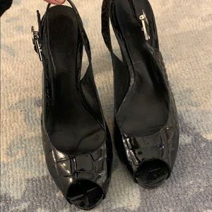 Tory Burch black snakeskin heels